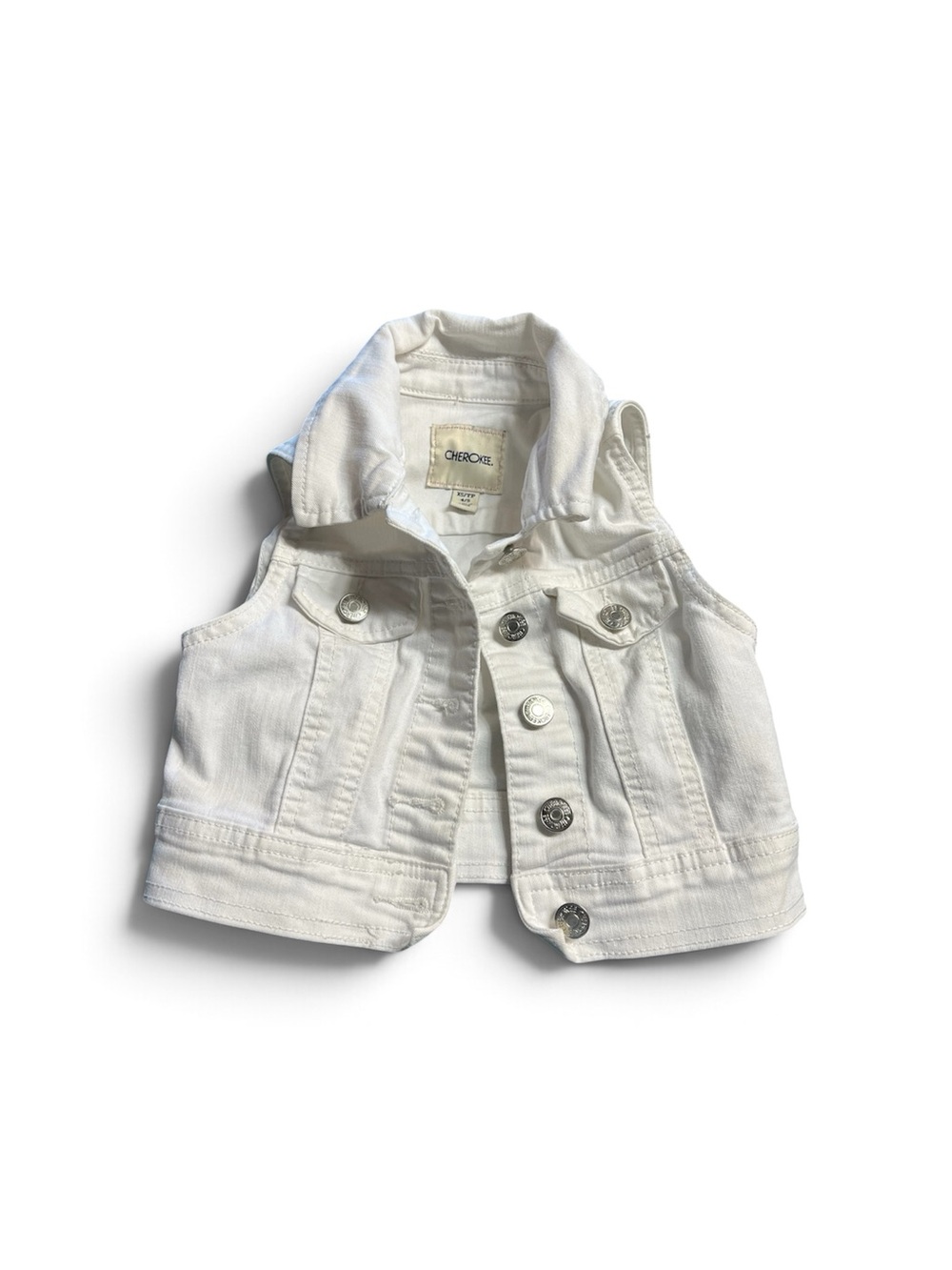 Cherokee White Denim Vest for Kids - Sleeveless Button-Front